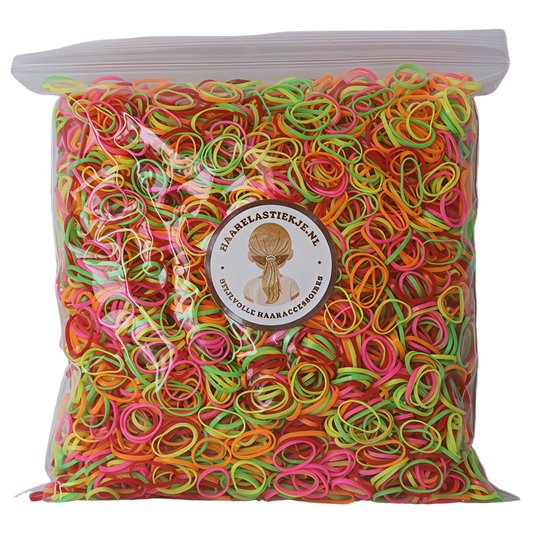 Hisa Volumepack Mini Haarelastiekjes Neon - 5000 stuks